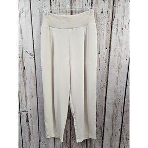 Piper & Scoot Cream Wide Leg Palazzo Pants Elastic Waist Pockets Casual‎ Lounge